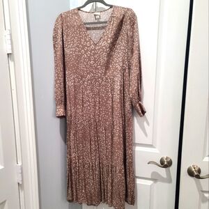 A New Day Animal Leopard Print Brown Maxi Flowy Dress